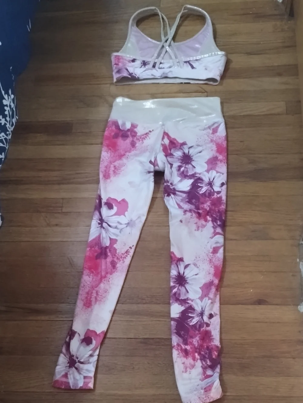 Justice Pink and White Floral Leggings Set